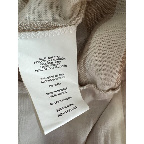 Coco + Jaimeson Striped Linen Blend Romper Tie Waist beige size large New - Picture 6 of 6